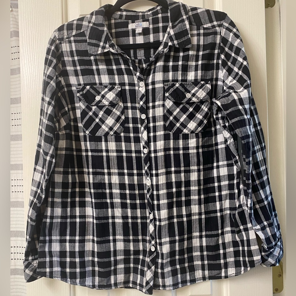 croft & barrow Black and White Plaid Button-Down Shirt